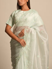 Sky Blue Organza  Saree