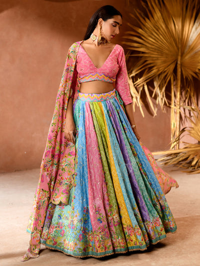 Multi Color Vasansi Silk  Lehenga Set