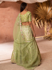 Green Vasansi Silk  Lehenga Set