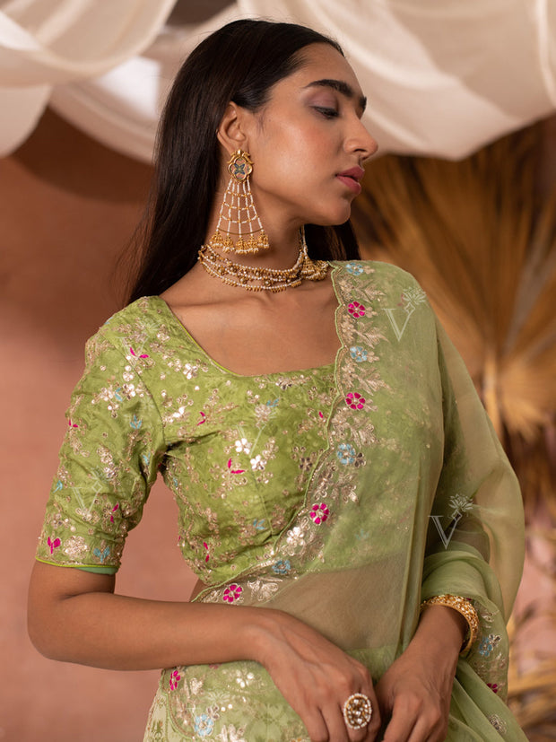 Green Vasansi Silk  Lehenga Set