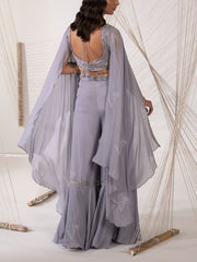 Lavender Grey Sharara Crop Top Set