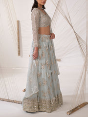 Aqua Blue Georgette Lehenga Set