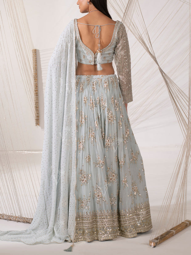 Aqua Blue Georgette Lehenga Set