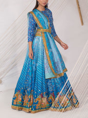 Sky Blue Vasansi Silk Lehenga