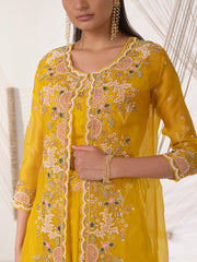 Yellow Crepe Indowestern Dress