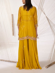 Yellow Crepe Indowestern Dress