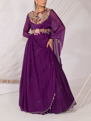 Purple Silk Drape Gown