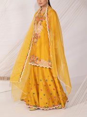 Mustard Yellow Chanderi Silk Sharara Set