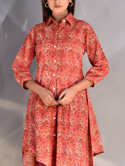 Carrot Red AsymmetricCotton Kurti