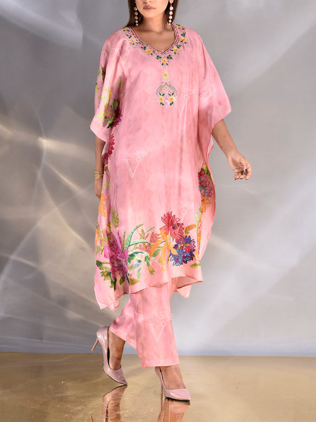 Pink Vasansi Silk Kaftan Set