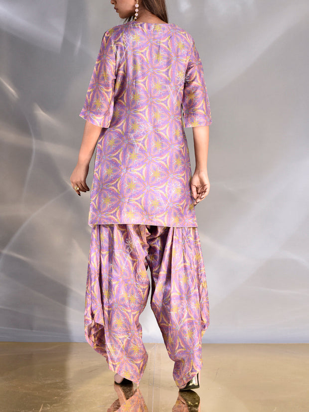 Purple Vasansi Silk Embroidered Kurta and Pant Set