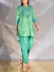 Green Vasansi Silk Leheriya Co-ord Set