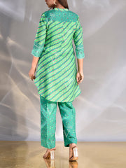 Green Vasansi Silk Leheriya Co-ord Set