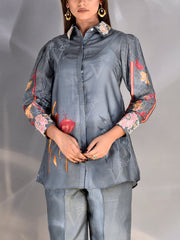 Grey Vasansi Silk Embroidered Co-ord Set