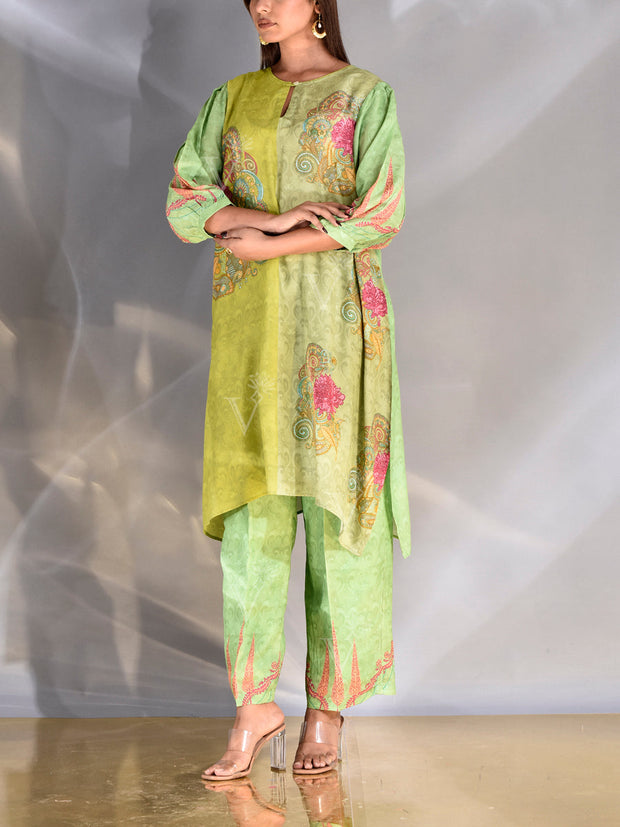 Green Vasansi Silk Printed Co-ord Set