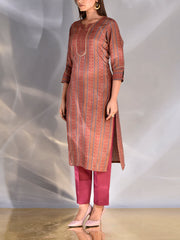 Brown Vasansi Silk Printed Kurti