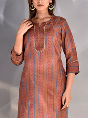 Brown Vasansi Silk Printed Kurti