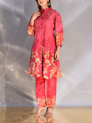 Red Vasansi Silk Printed Co-ord Set