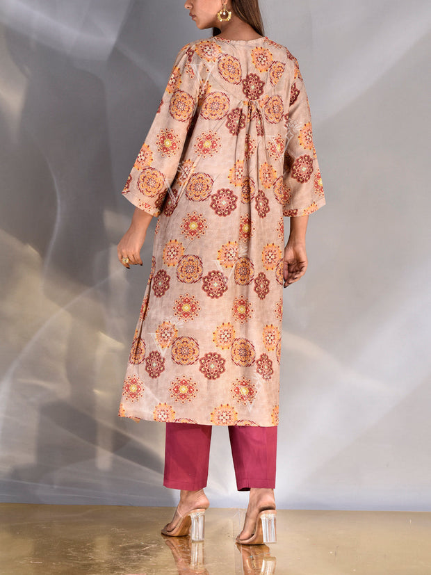 Tan Vasansi Silk Printed Kurti