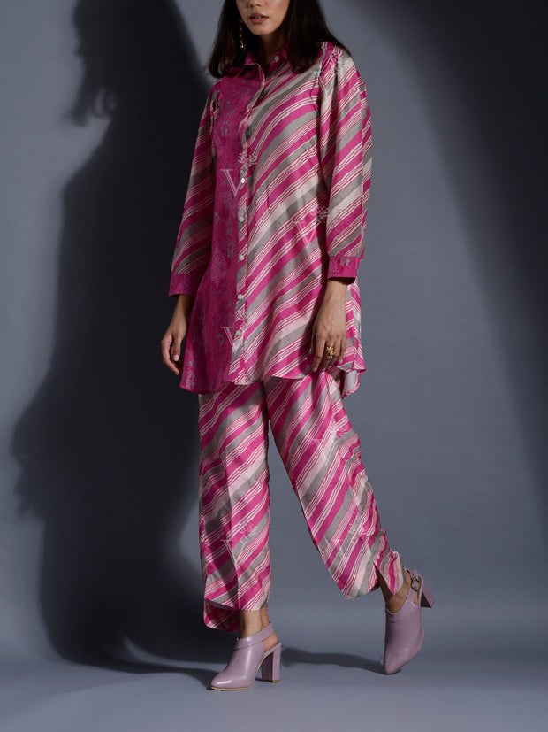 Pink Vasansi Silk Leheriya Co-ord Set