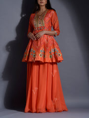 Orange Vasansi Silk Leheriya Palazzo Set