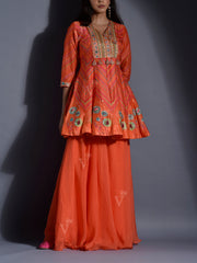 Orange Vasansi Silk Leheriya Palazzo Set