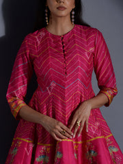 Pink Vasansi Silk Leheriya Palazzo Set