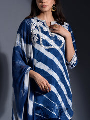 Blue Leheriya Vasansi Silk Salwar and Kurta Set