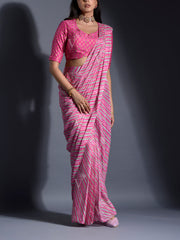 Pink Leheriya Printed Drape Saree