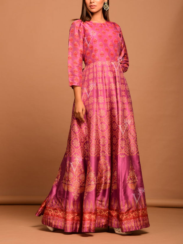 Pink Vasansi Silk Anarkali Gown