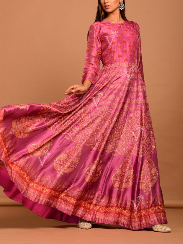 Pink Vasansi Silk Anarkali Gown