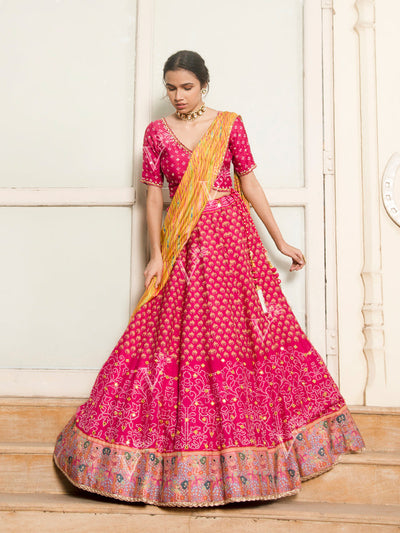 Pink Vasansi Silk Printed Lehenga Set