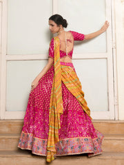 Pink Vasansi Silk Printed Lehenga Set