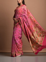 Pink Georgette Bandhani Zari Saree