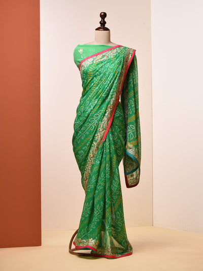 Green,  Georgette,  Bandhni, Saree ,DD00, dropship, _label_Ready to Ship, D69