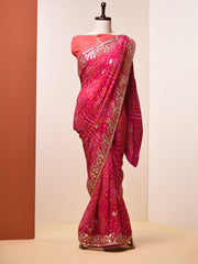 Ruby, Pink, Bandhni,  Gotta patti,  Saree ,DD00, dropship, _label_Ready to Ship, D69