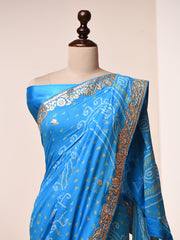 Baby Blue Bandhni Gotta Patti Saree