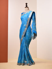 Baby Blue Bandhni Gotta Patti Saree