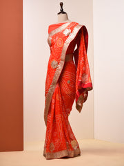 Orange Gotta Patti Bandhni Saree