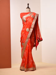 Orange,  Gotta Patti,  Bandhni,  Saree  ,DD00, dropship, _label_Ready to Ship, D69