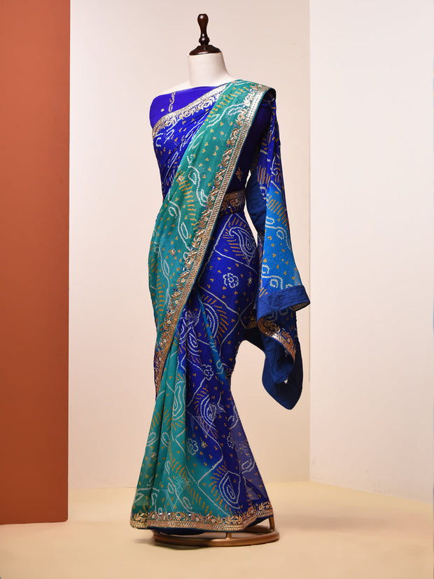 Persian Blue Gotta Patti Bandhni Saree