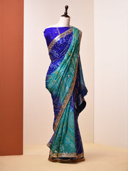 Persian Blue Gotta Patti Bandhni Saree