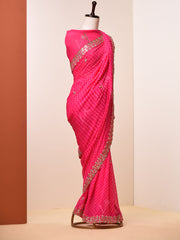 Hot Pink Gotta Patti Mothda Saree