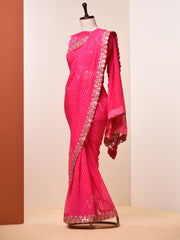 Hot Pink Gotta Patti Mothda Saree