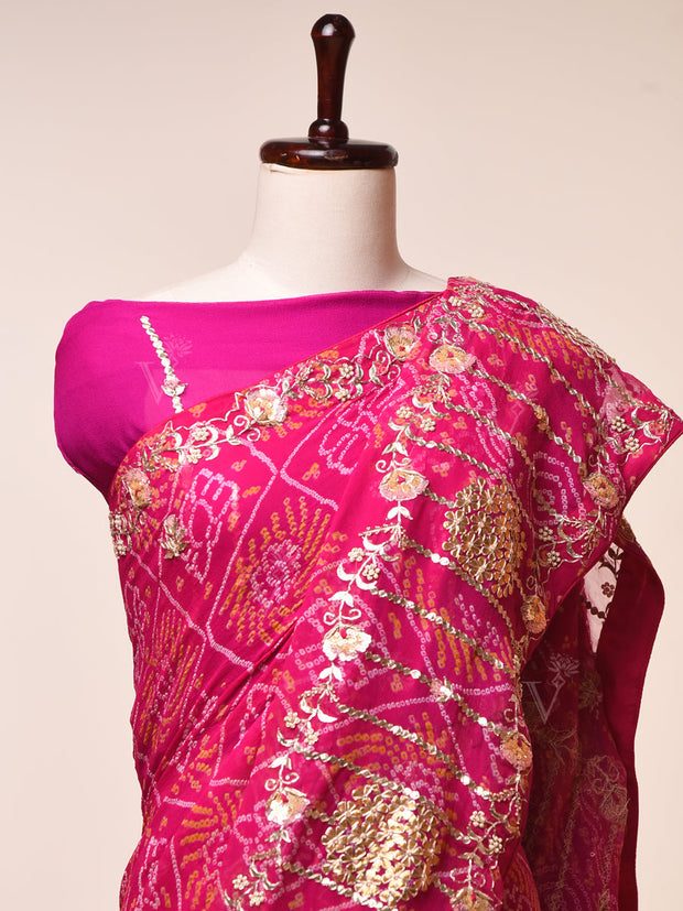 Rani, Pink, Gotta Patti, Bandhni, Saree ,DD00, dropship, _label_Ready to Ship, D69