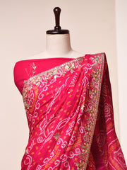 Hot Pink, Gotta Patti, Bandhni, Saree  ,DD00, dropship, _label_Ready to Ship, D69