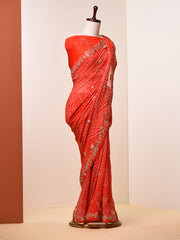 Orange-Red Gotta Patti Bandhni Saree