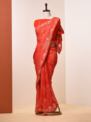 Orange-Red Gotta Patti Bandhni Saree