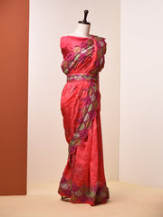 Strawberry Peach Vasansi Silk Saree