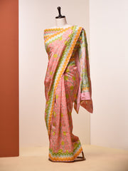 Light Pink Floral Vasansi Silk Saree